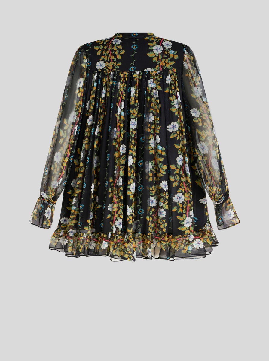 SILK KAFTAN DRESS WITH FLORAL PRINT - 5