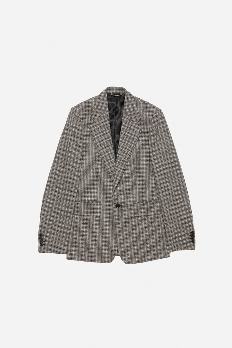 Fitted wool suit jacket - Black/white 1