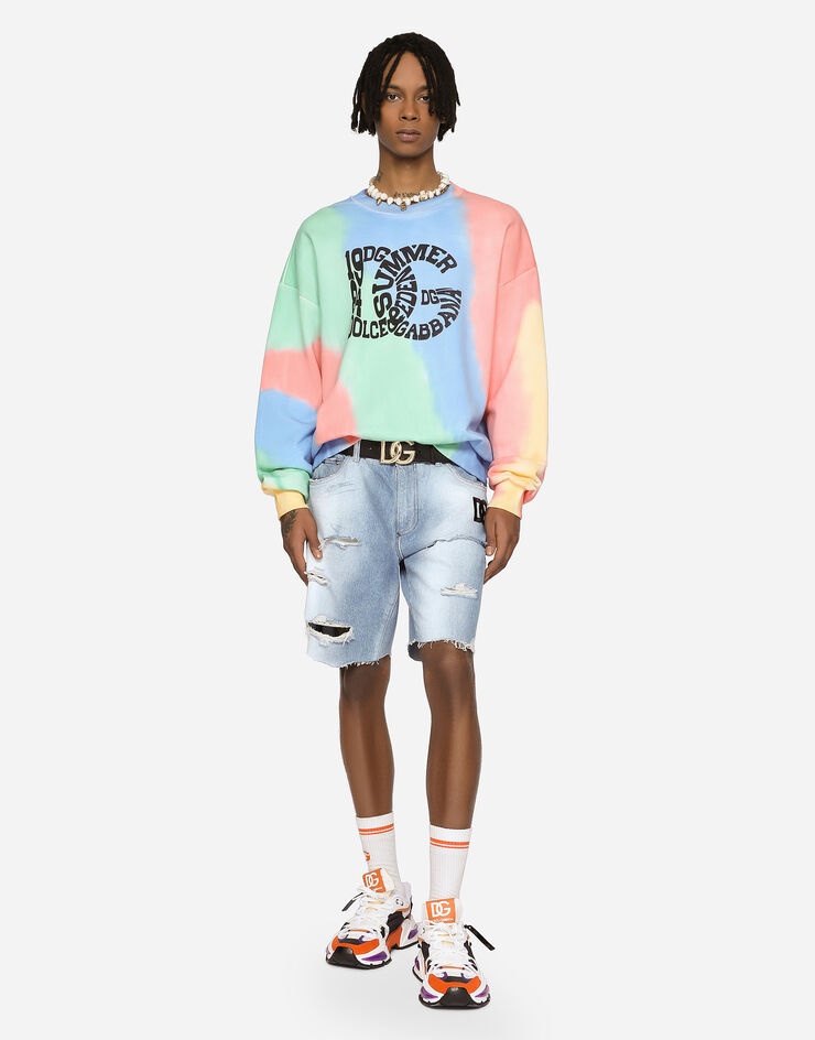 Light blue denim shorts with DG patch - 1
