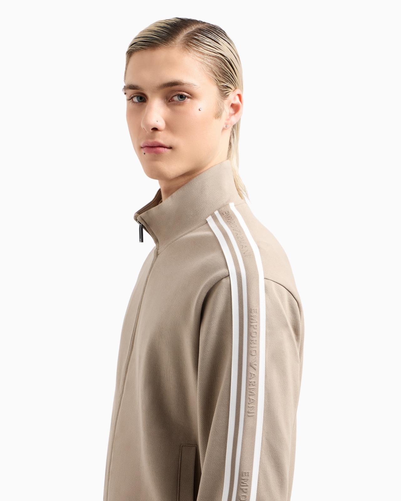 FULL-ZIP SWEATSHIRT IN JERSEY WITH LOGO BANDS - 5