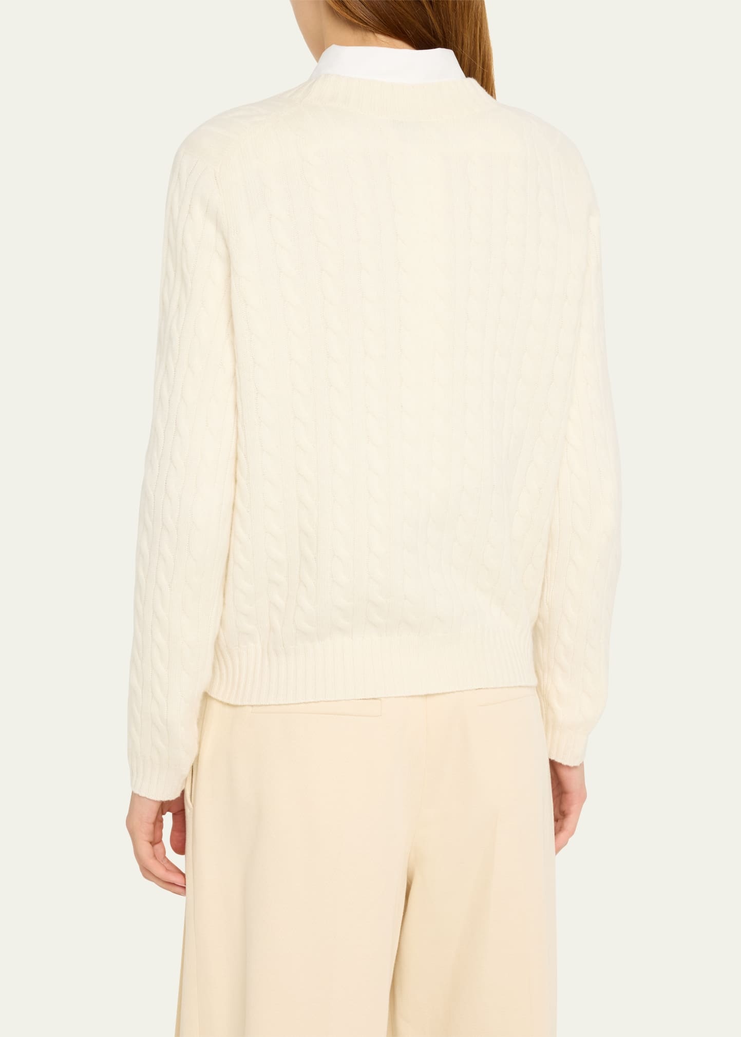 Cashmere Cable-Knit Sweater with Crest Embroidery - 3