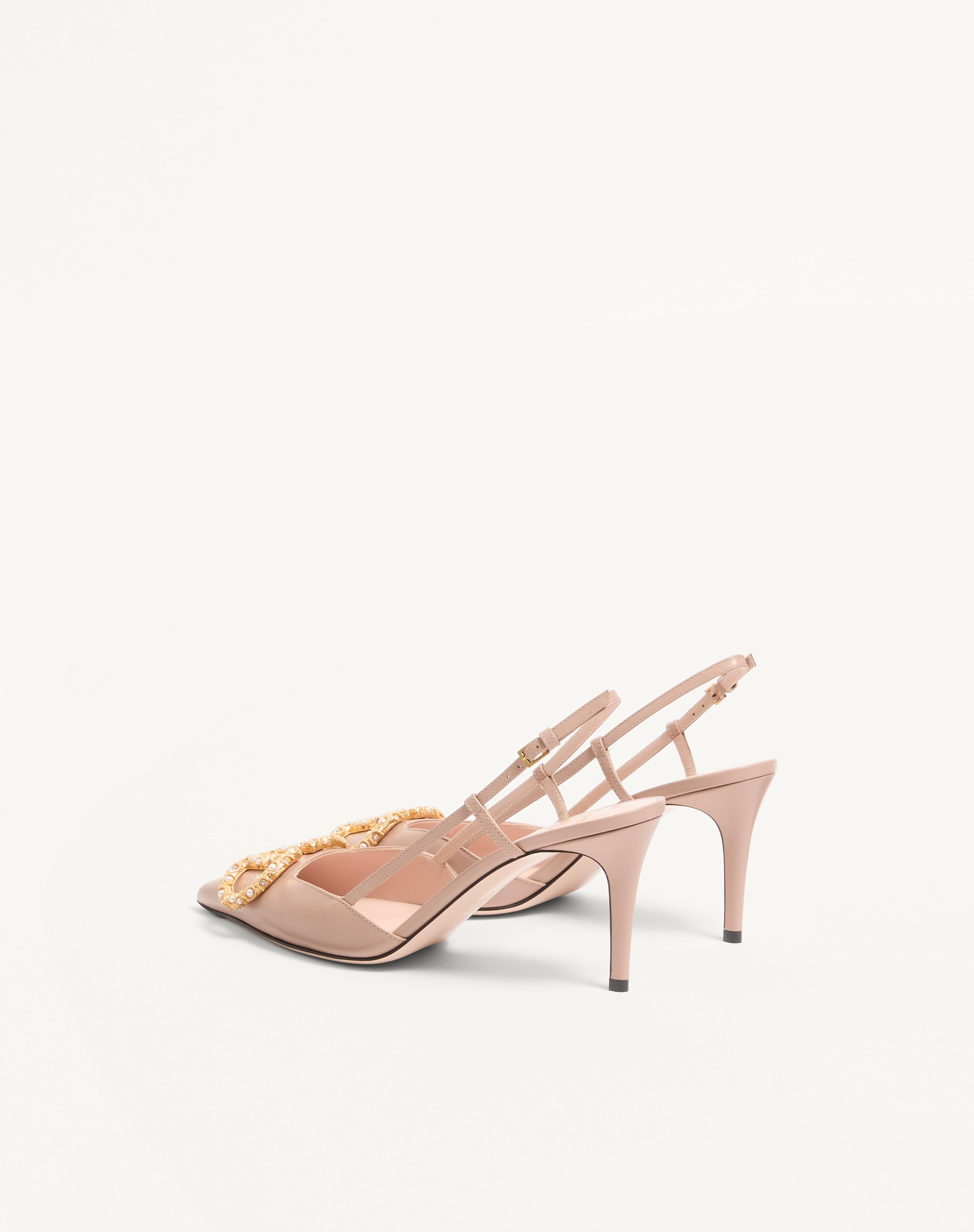 VLOGO SIGNATURE SLINGBACK CALFSKIN PUMP WITH JEWEL LOGO 80MM - 5