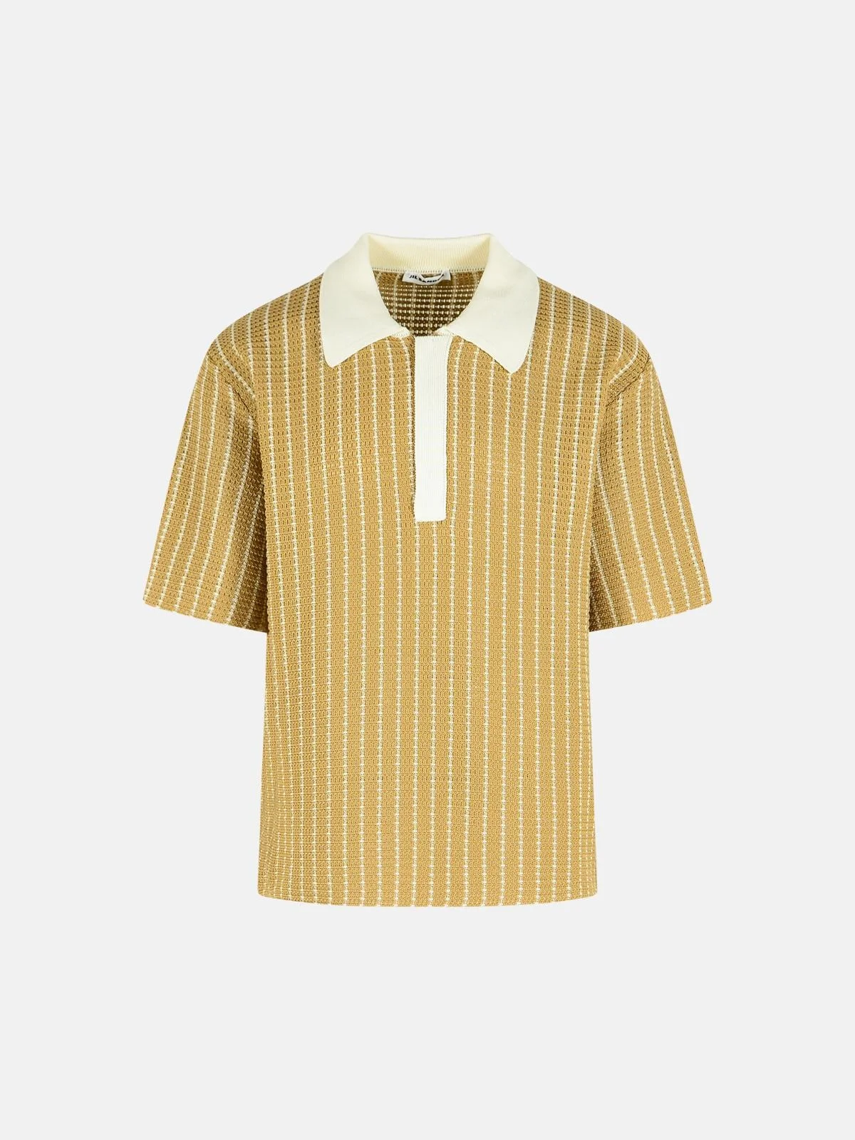 BEIGE COTTON KNIT POLO SHIRT - 1
