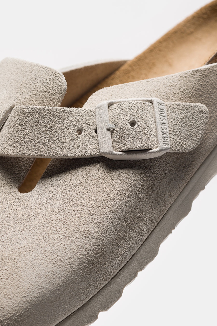 Boston Suede Mule in Antique White - 5