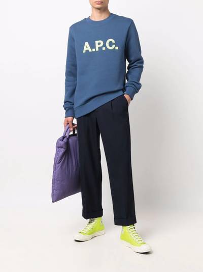 A.P.C. logo-print crew neck jumper outlook