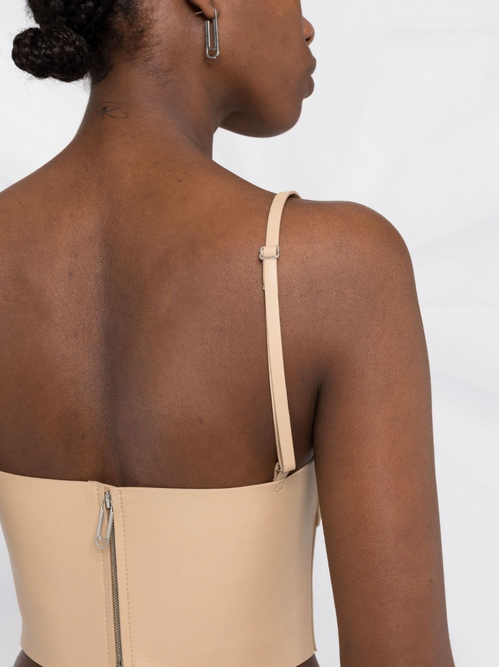 cropped leather bustier top - 5