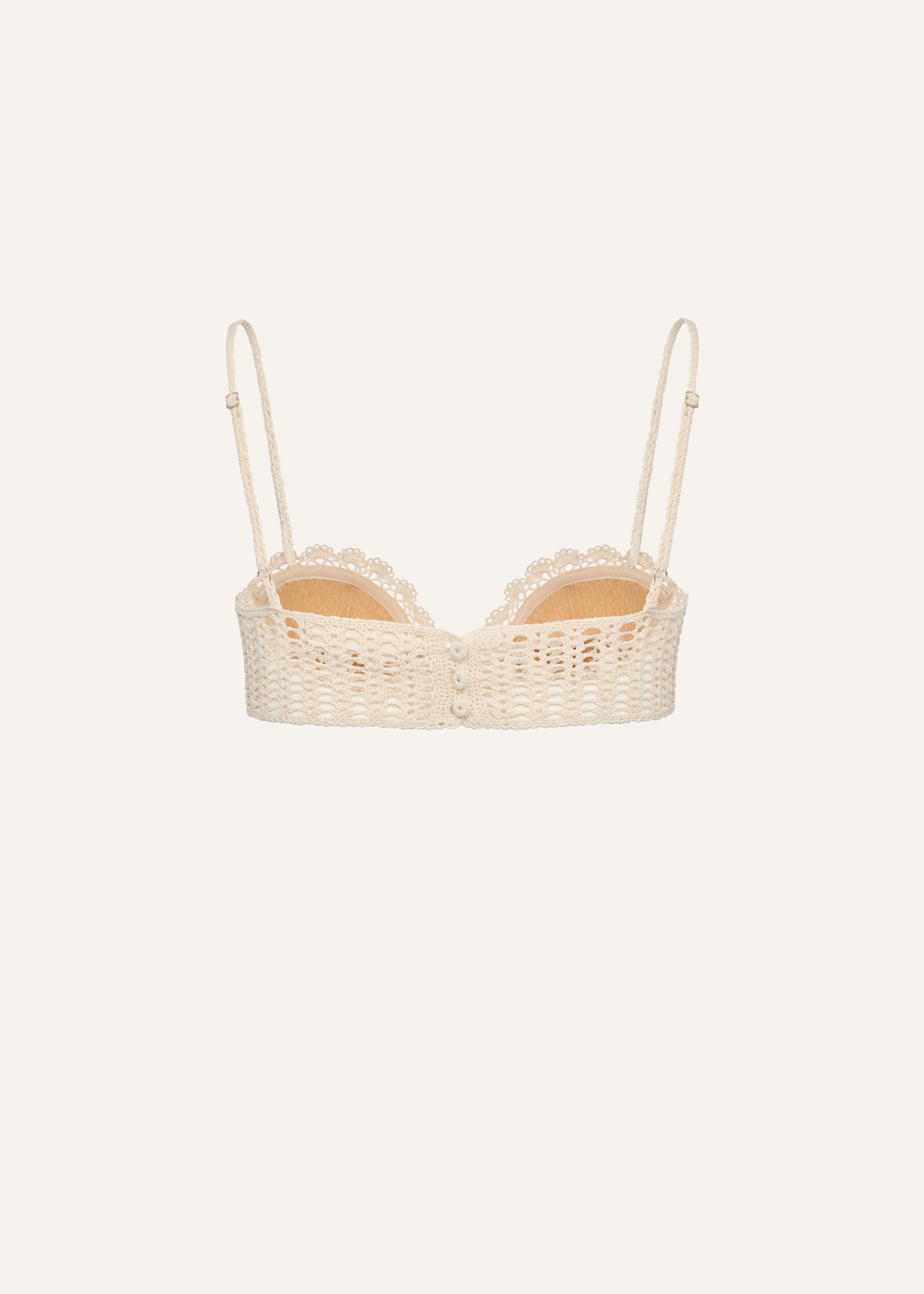 Lace crochet bustier bra in cream - 2