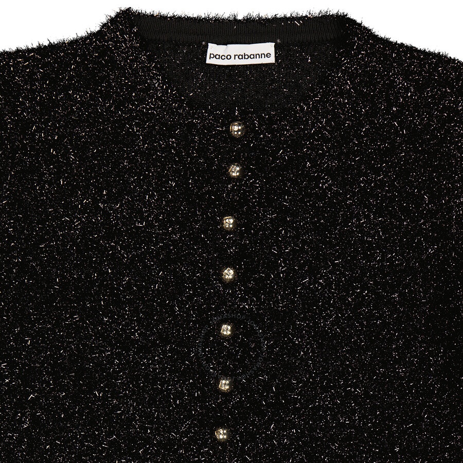 Rabanne Ladies Black Metallic Cropped Cardigan - 7