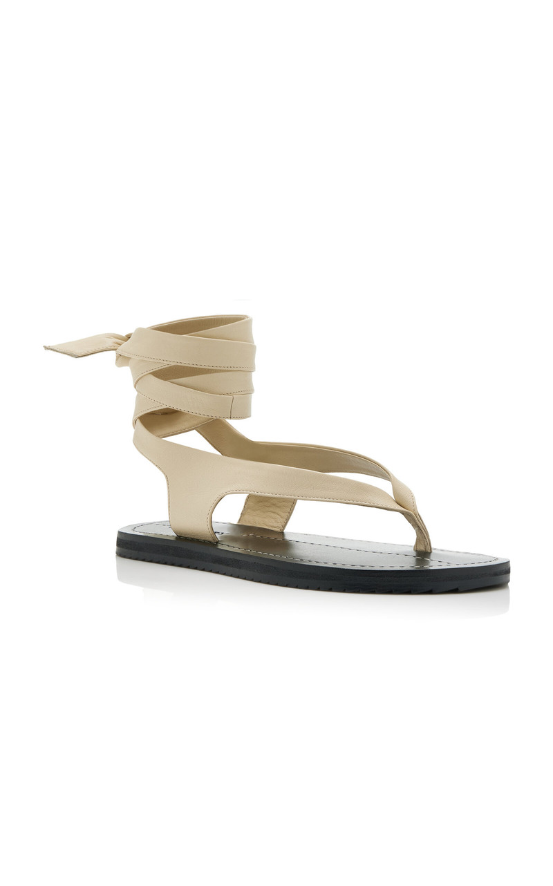 A.EMERY Elmer Lace-Up Leather Sandals white outlook