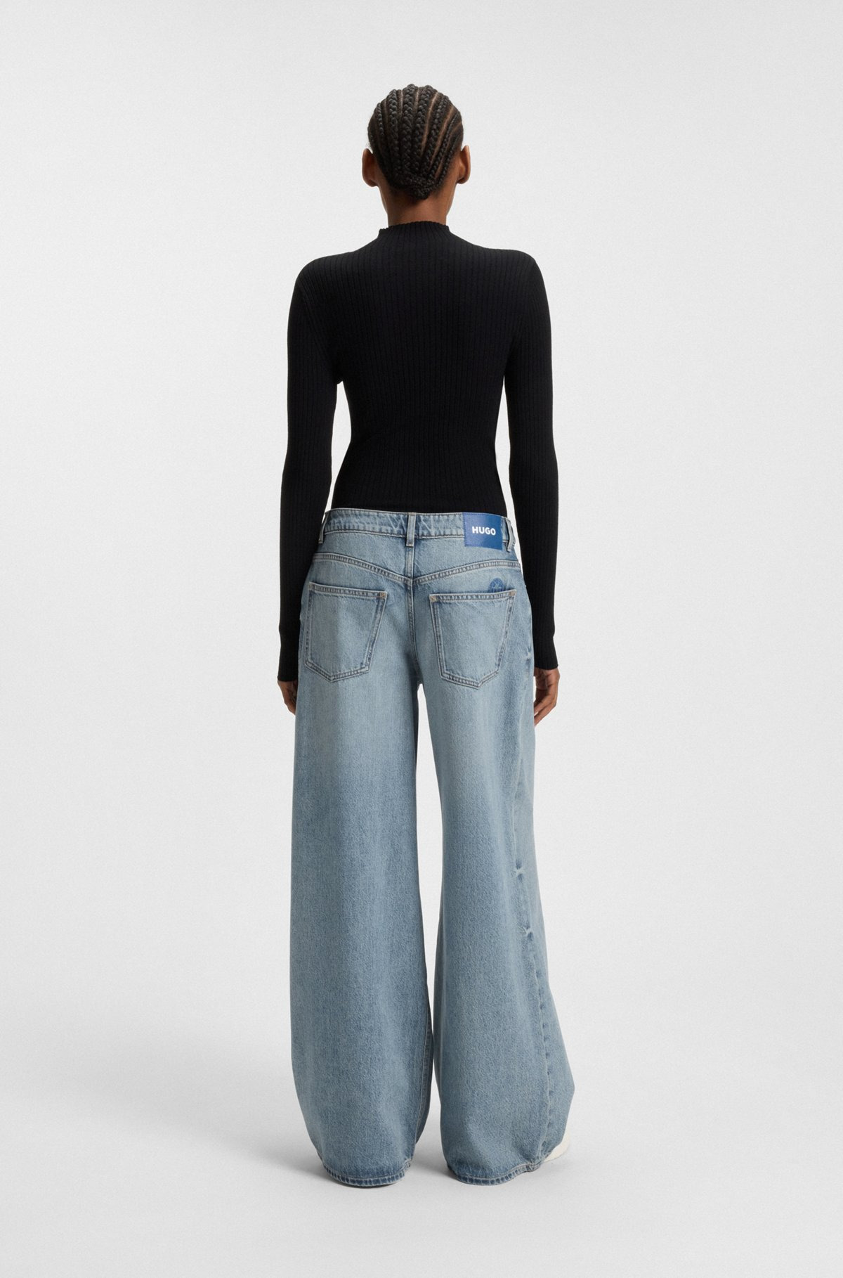 BAGGY-FIT JEANS WITH DRAWCORD AND HAPPY HUGO LOGO - 4