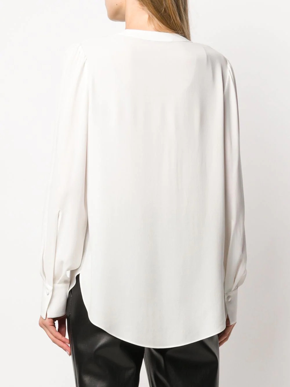 ruffle-front long-sleeve blouse - 4