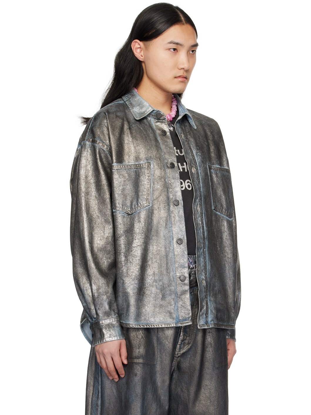 Silver Coated Denim Shirt - 2