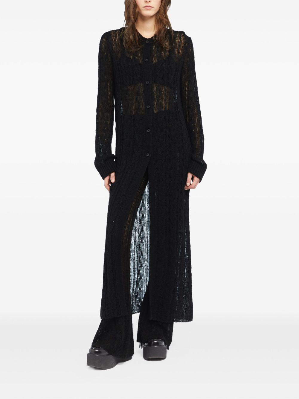 button-front open-knit cardigan - 2
