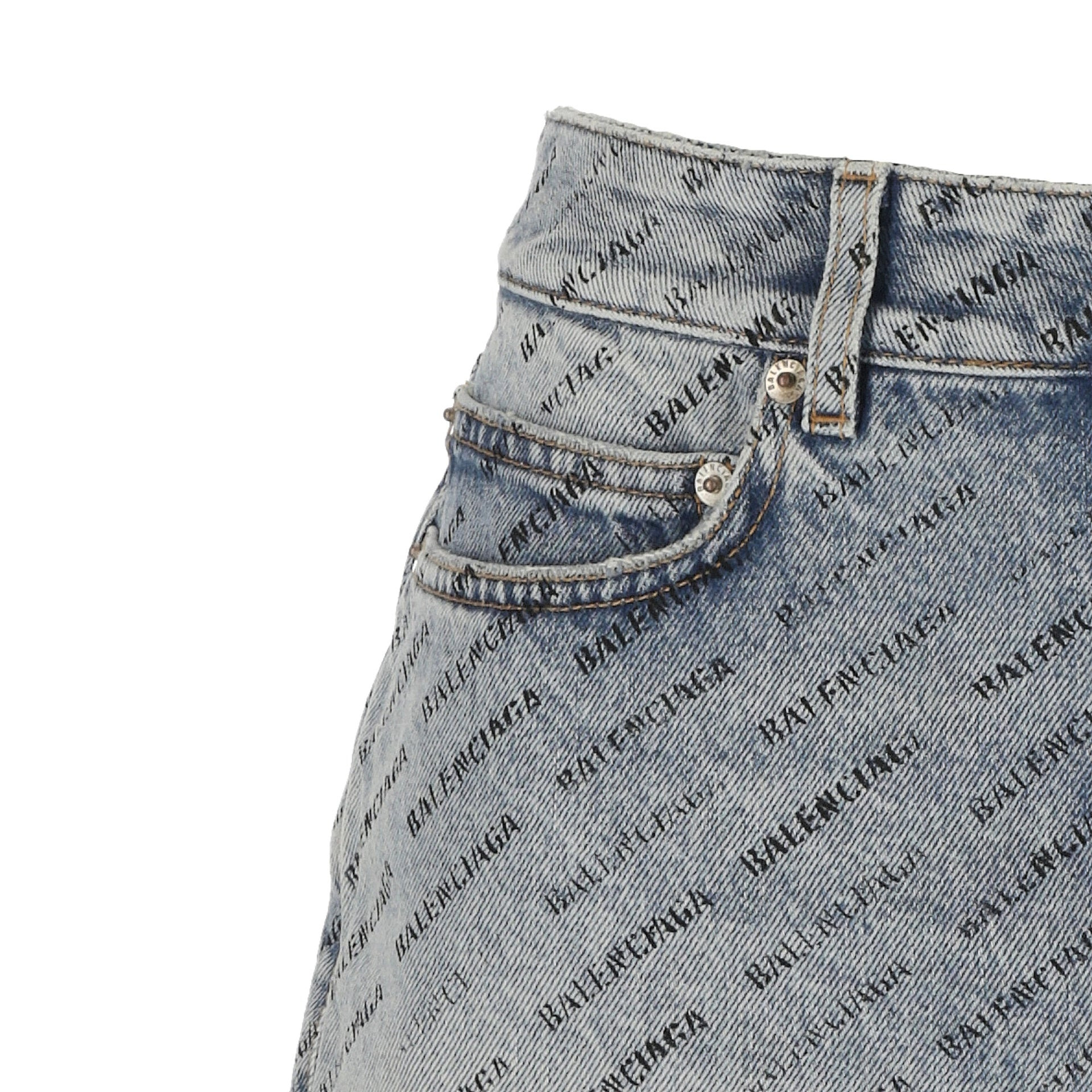Balenciaga Logo Print Denim Skirt Women - 4