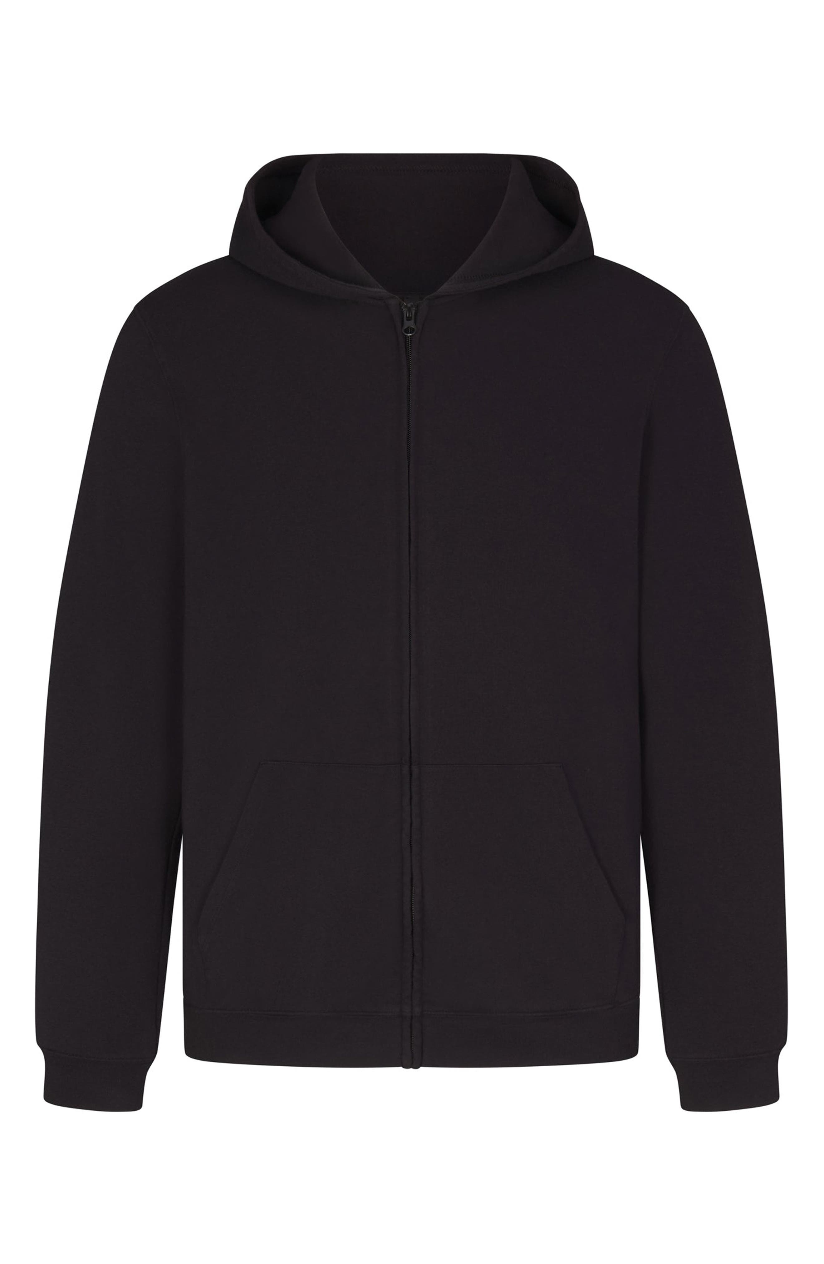 SKIMS Jersey Lounge Zip Hoodie in Obsidian at Nordstrom - 4
