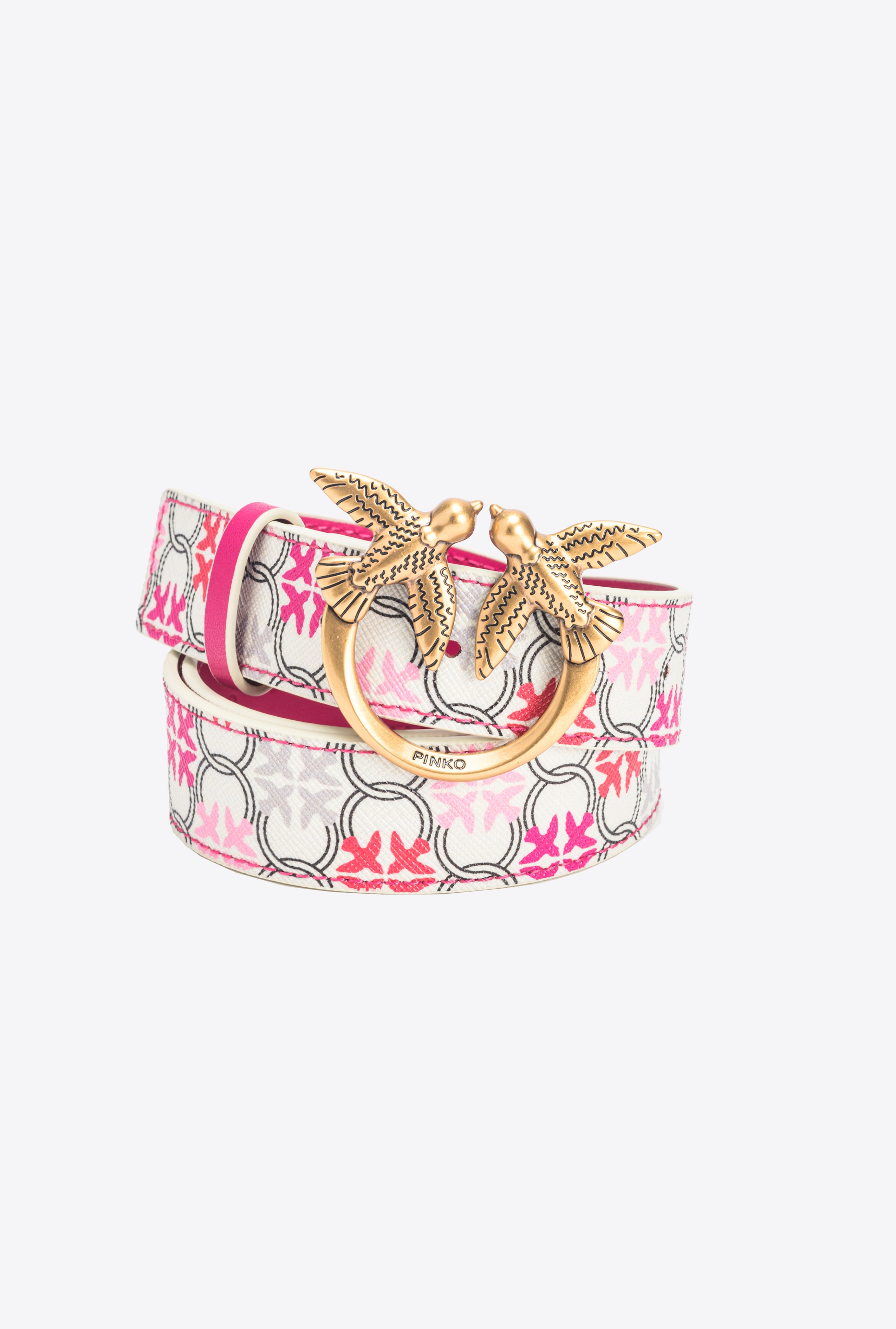 3CM LOGO-PRINT BELT WITH LOVE BIRDS BUCKLE - 5