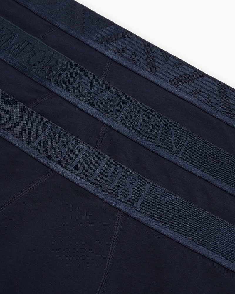 EMPORIO ARMANI THREE-PACK OF ASV SHINY LOGOBAND ORGANIC-COTTON BOXER BRIEFS outlook