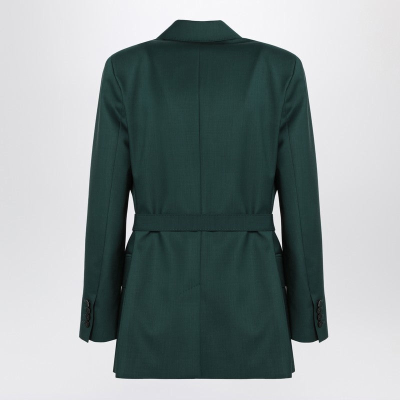Max Mara Green Wool Canvas Jacket With Belt Women - 2