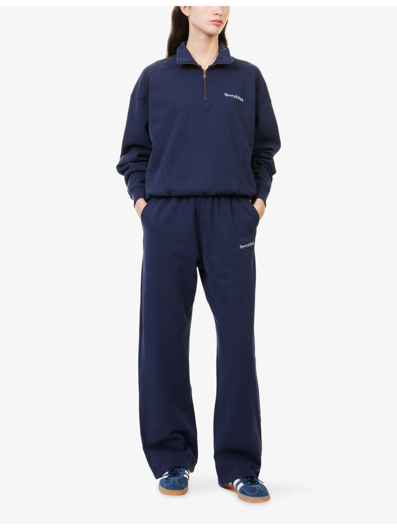 Sporty & Rich Ten Wide-Leg Cotton-Jersey Jogging Bottoms outlook