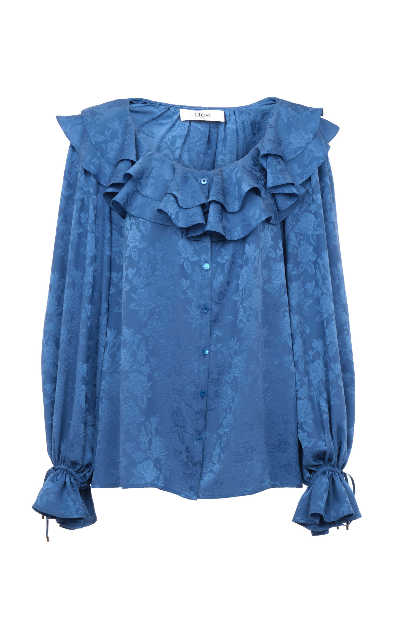 Organic-Silk Rose-Jacquard Top blue - 1