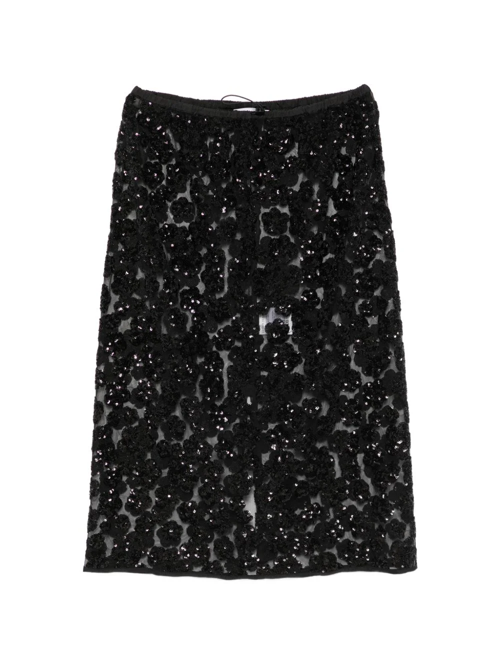 Bria sequin-embellished floral-appliqué midi skirt - 1