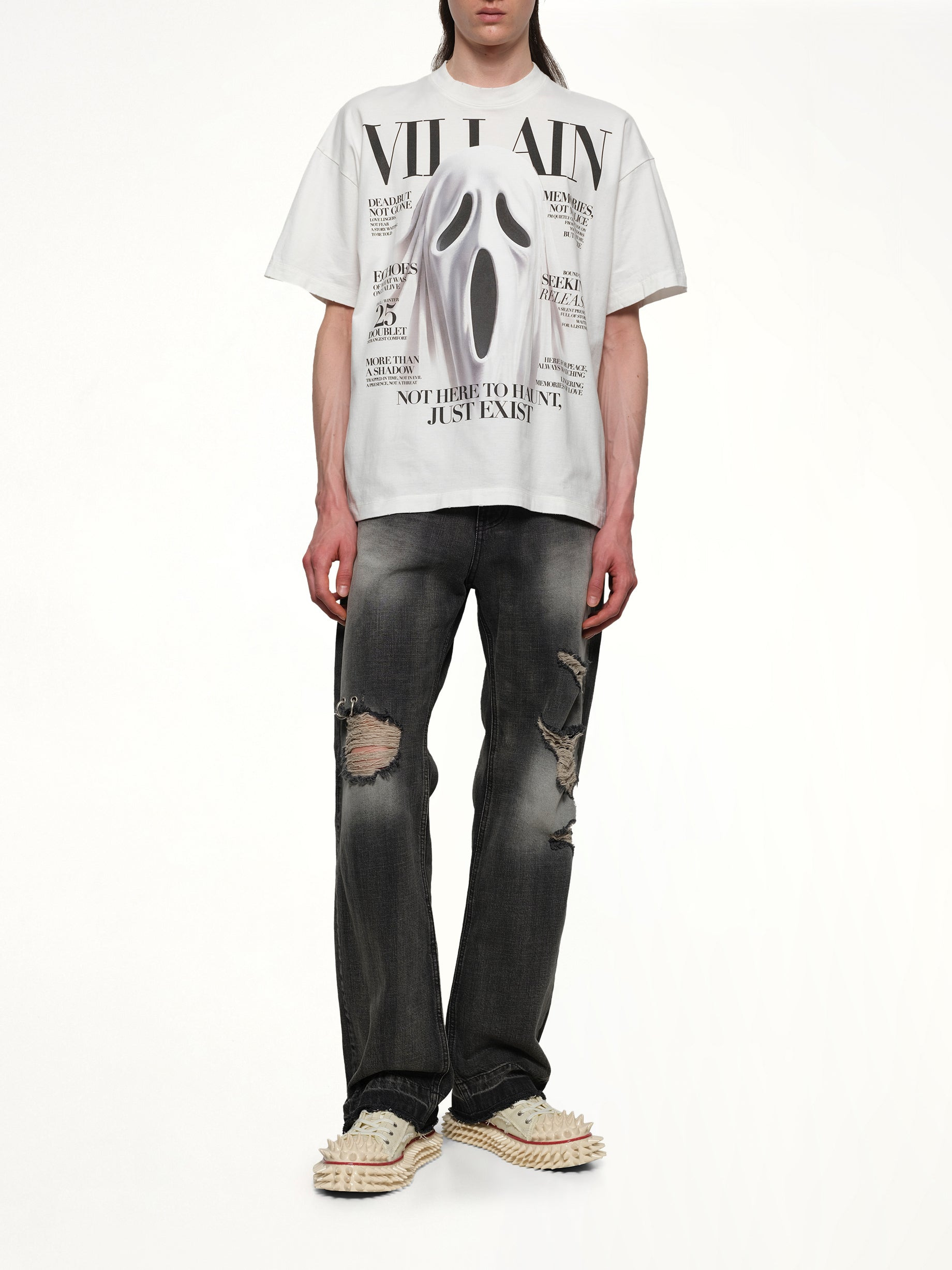 Villain Cover Print T-Shirt in White - 4