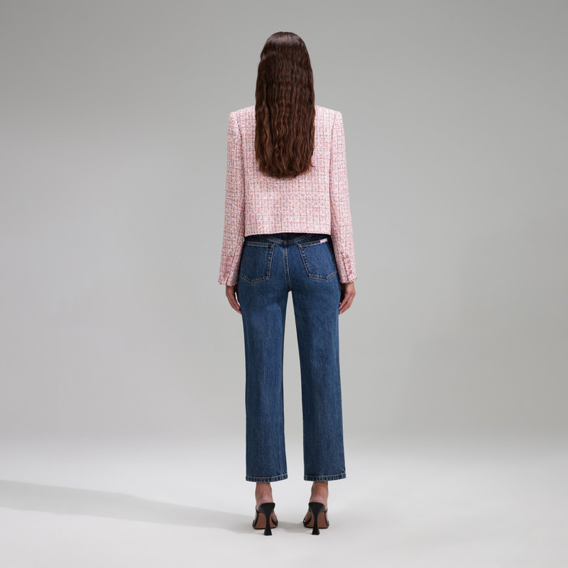self-portrait Denim Straight Leg Jeans outlook