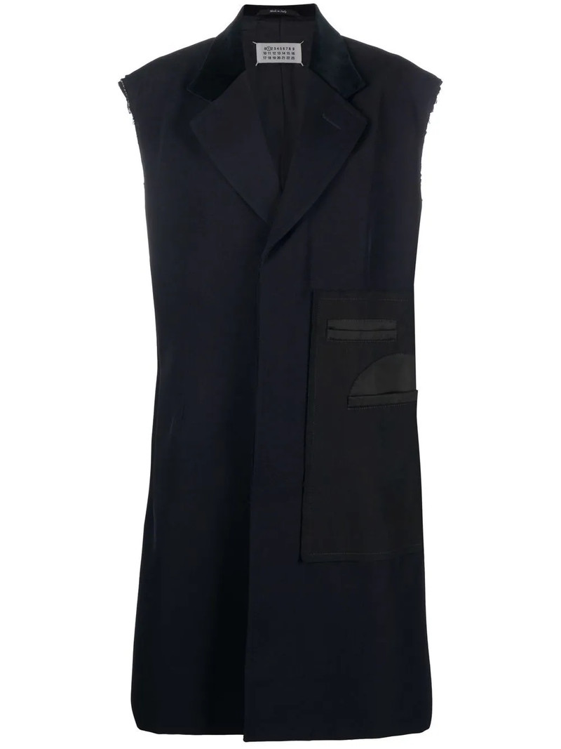 sleeveless raw-cut coat 1