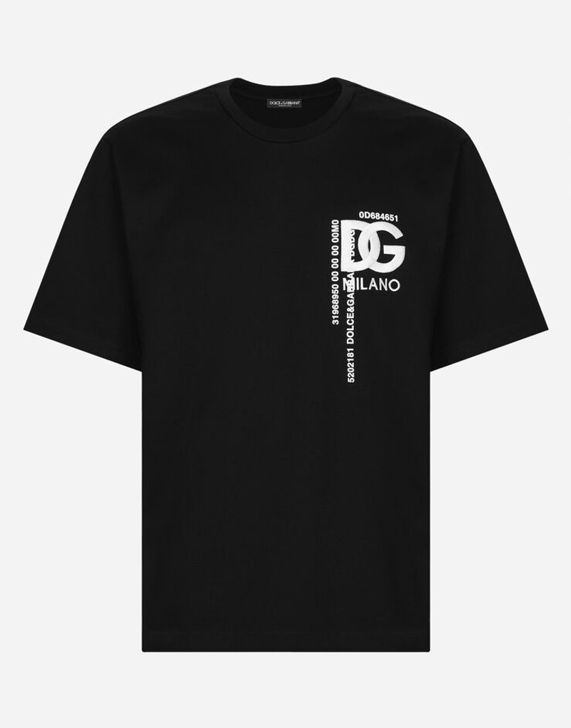 Cotton T-shirt with DG logo embroidery and print 1