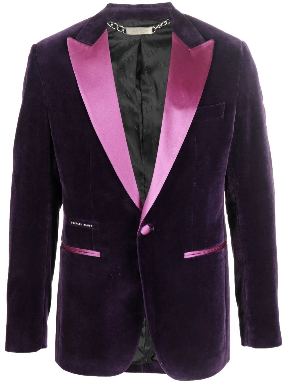 single-breasted velvet blazer - 1