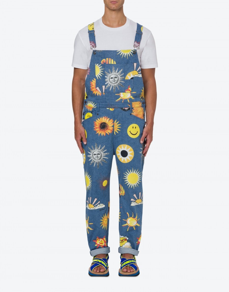 ALLOVER SUN SMILEY® PRINT DENIM STRETCH DUNGAREE - 2