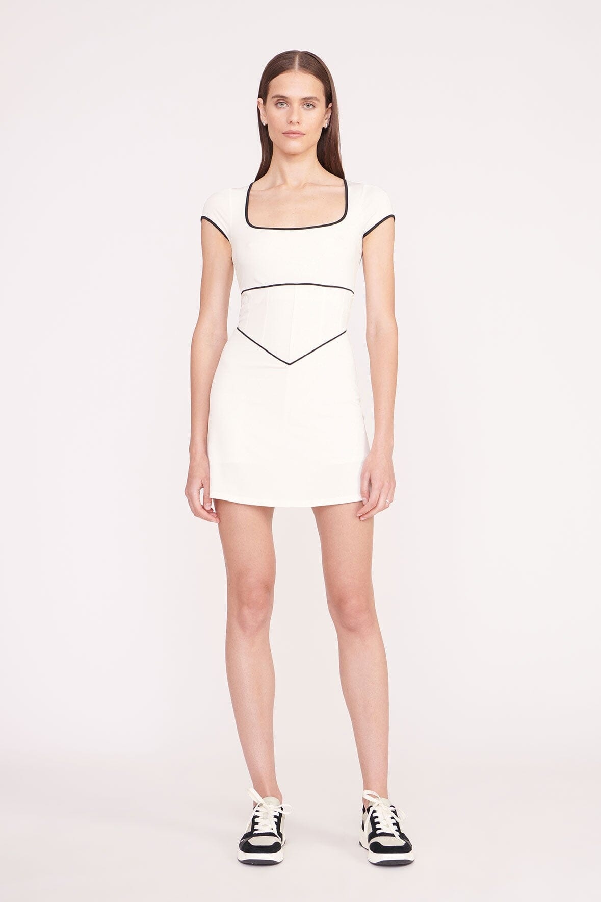 STAUD BACKSPIN DRESS IVORY BLACK - 2