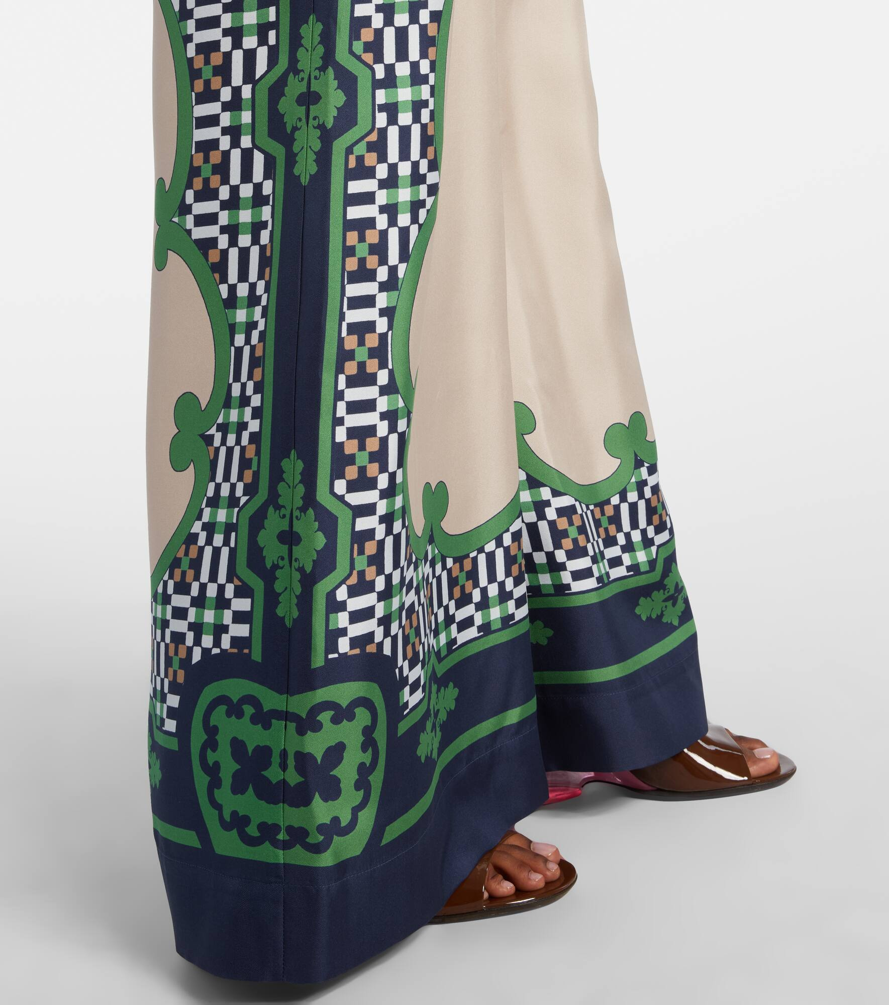 Printed silk twill palazzo pants - 5