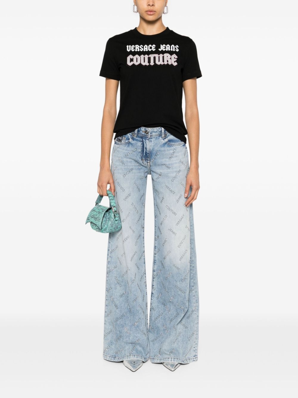 crystal-logo straight-leg jeans - 2