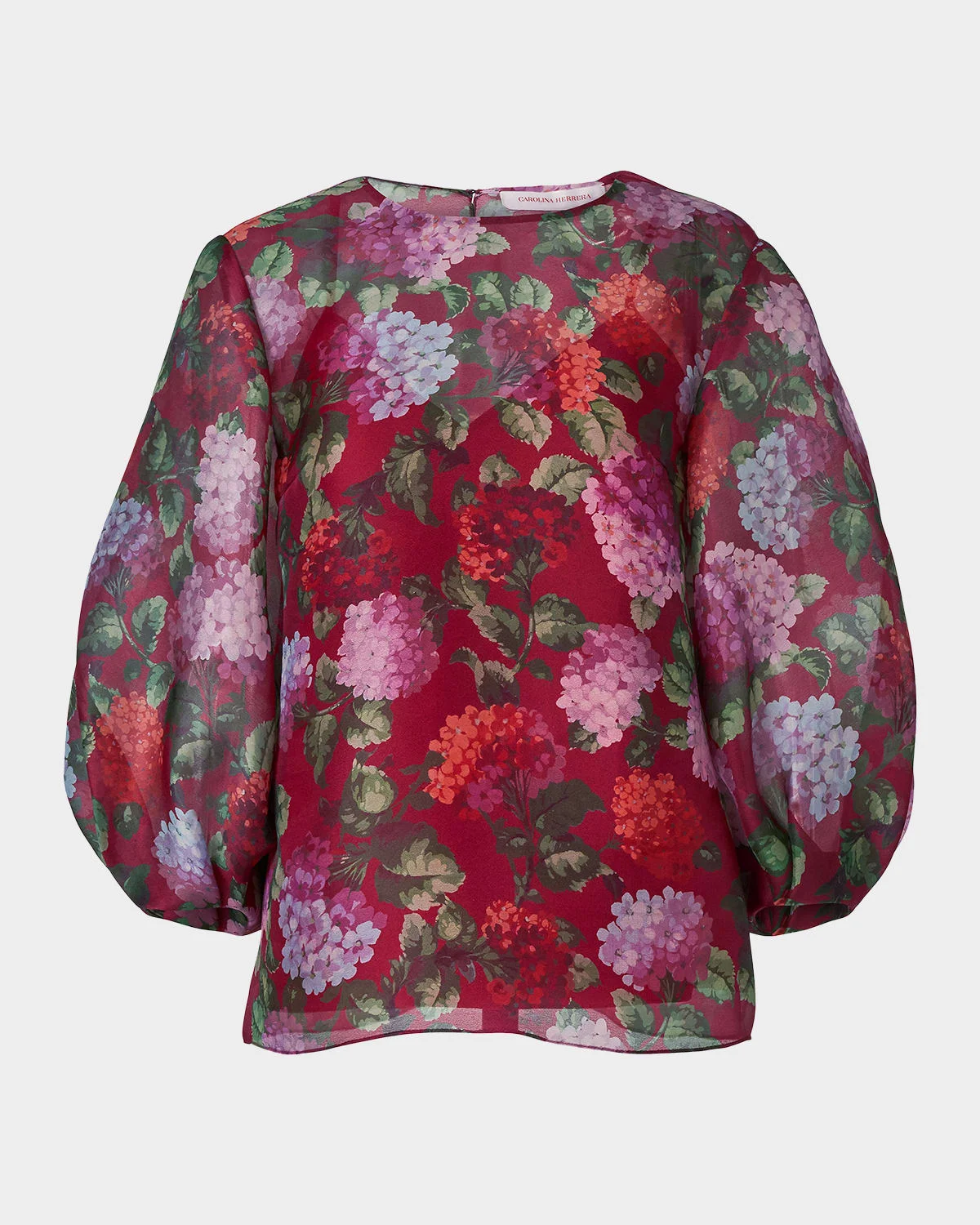 Floral Silk Puff-Sleeve Top - 1