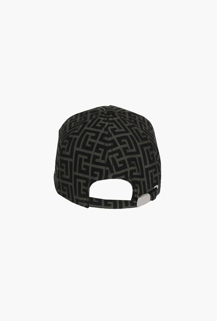 Khaki and black cotton cap with Balmain monogram - 2