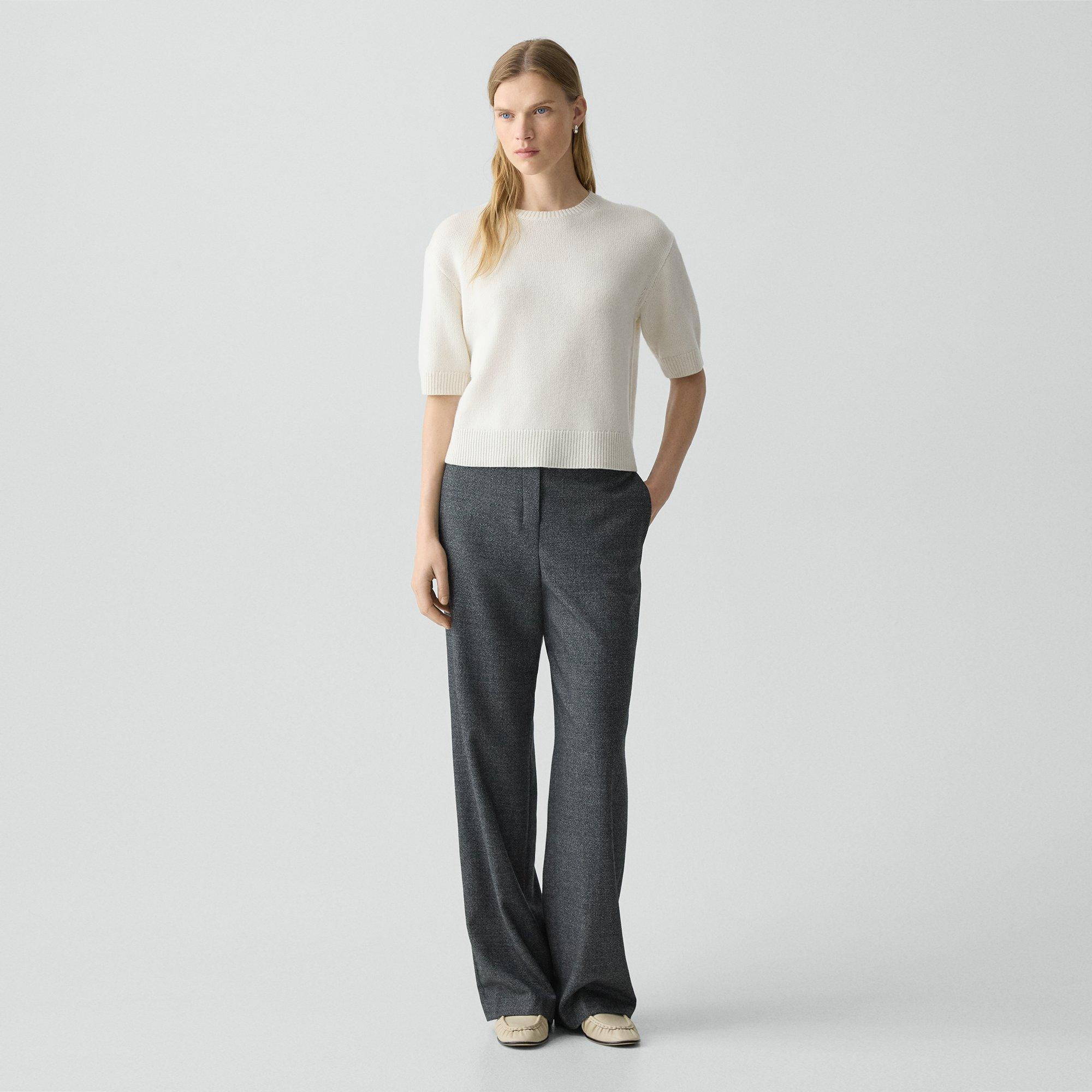 Wide-Leg Pull-On Pant in Marled Flannel - 2