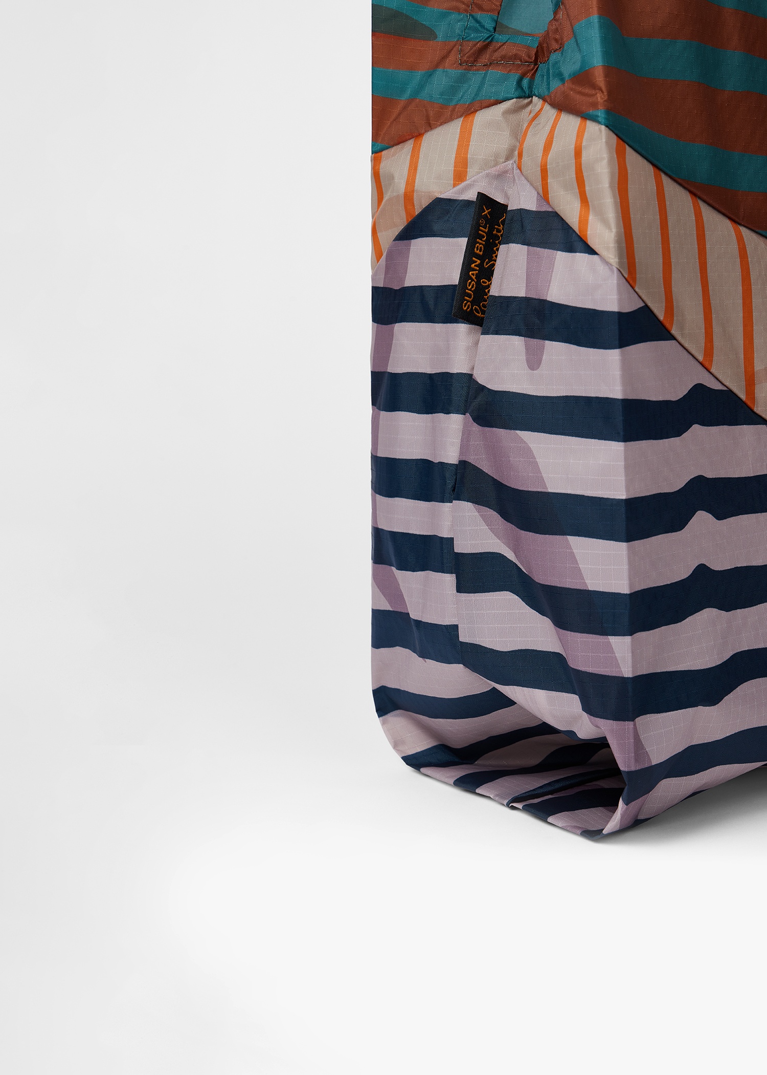 Susan Bijl x Paul Smith - Teal Mixed-Stripe 'The New Shopping Bag' Medium - 4