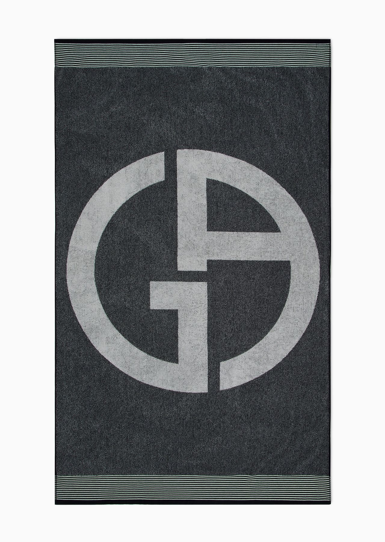 Cotton-terry beach towel with oversized jacquard GA logo - 2
