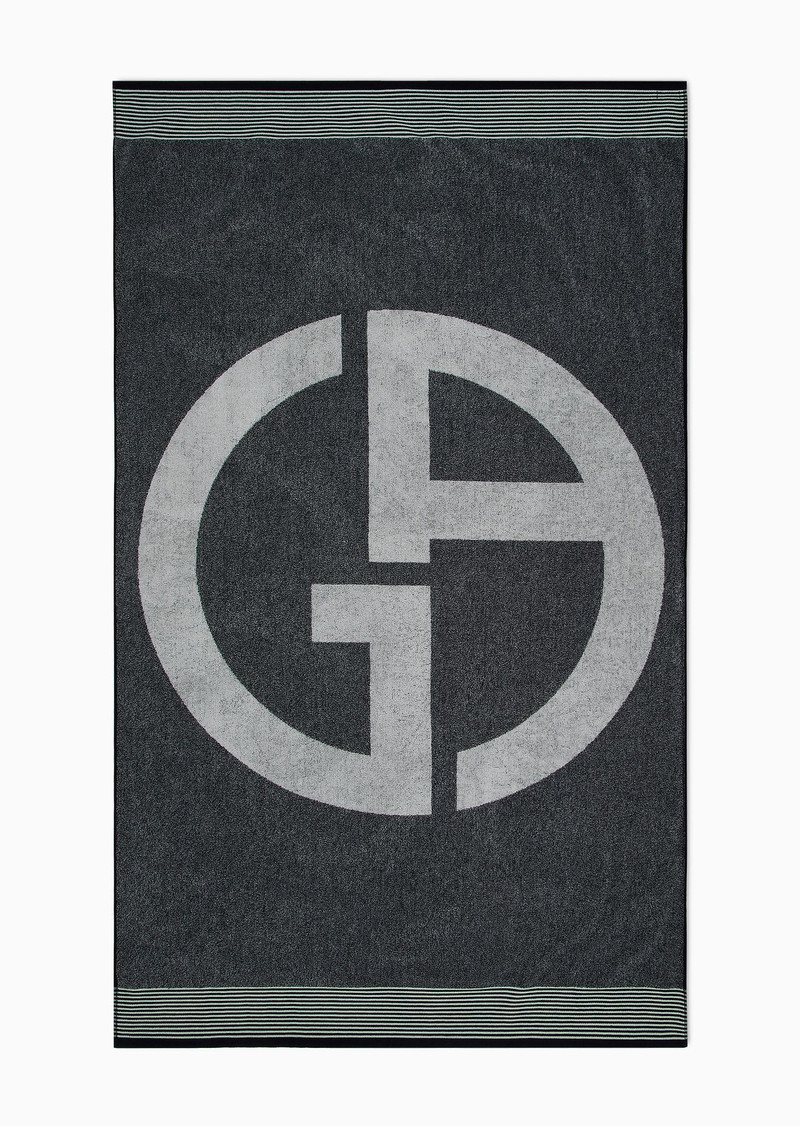 GIORGIO ARMANI Cotton-terry beach towel with oversized jacquard GA logo outlook