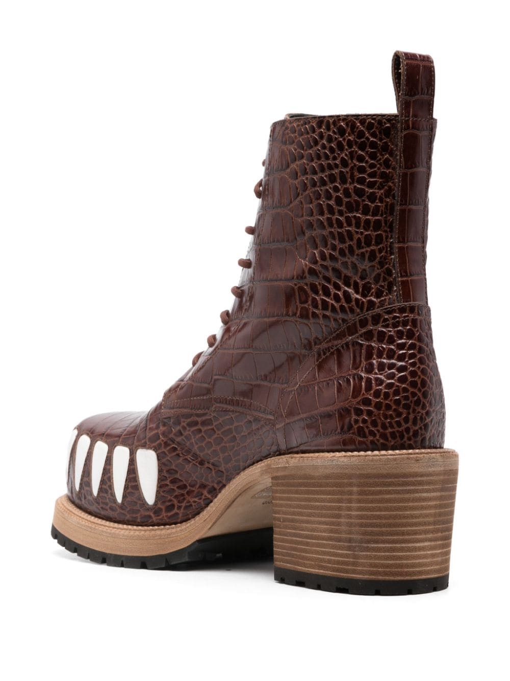75mm crocodile-embossed effect leather boots - 3