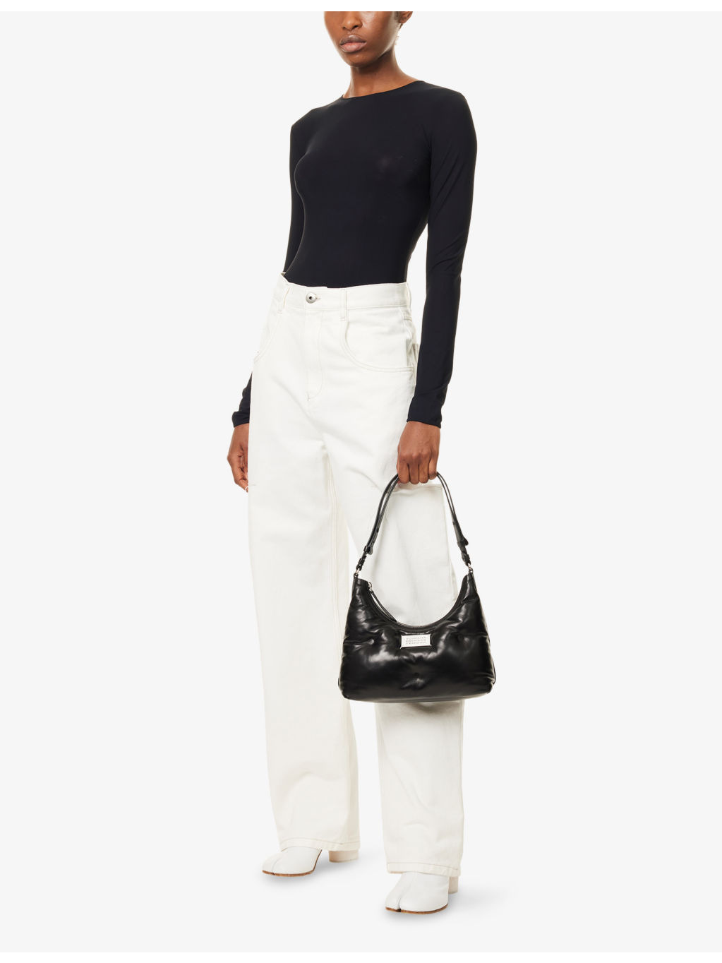 Round-Neck Long-Sleeves Woven Bodysuit - 2
