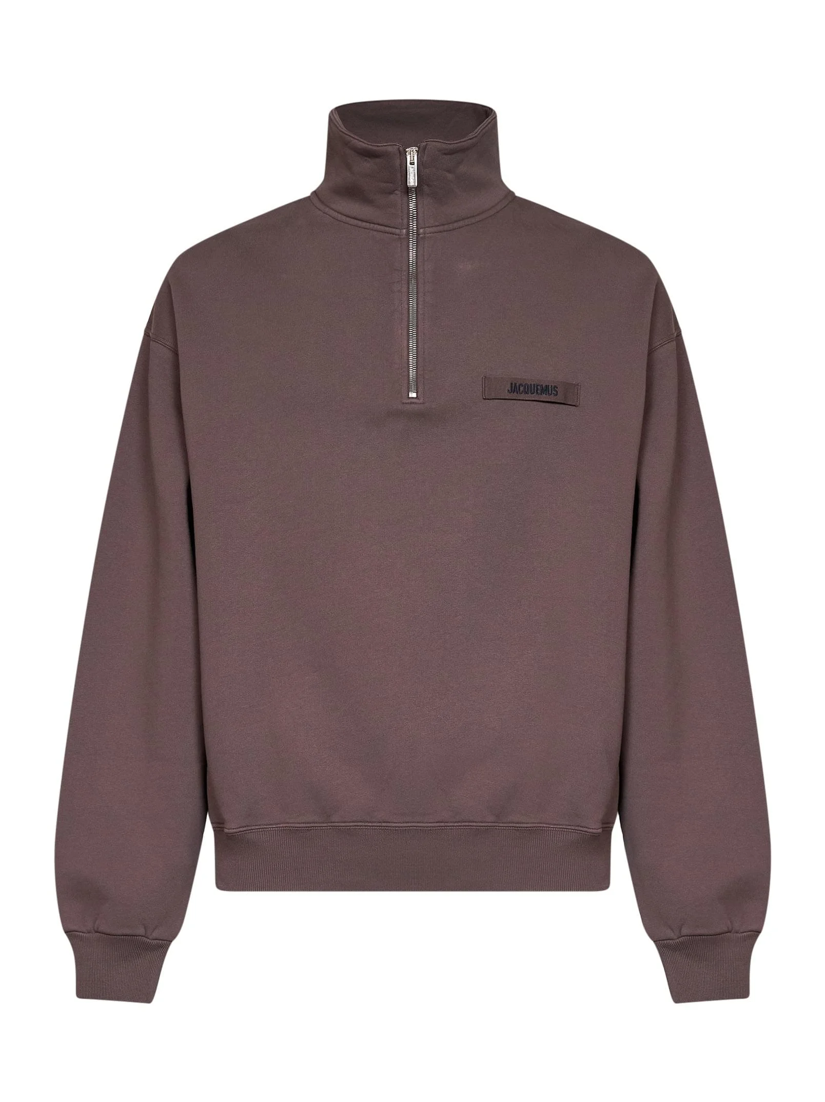 Jacquemus Men Brown The Gros Grain Zipped-Rollneck Sweatshirt - 1