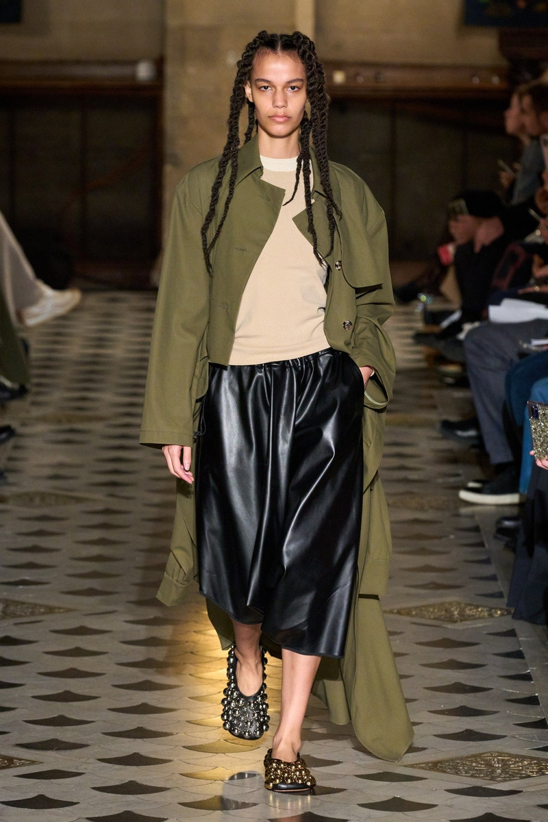 A.W.A.K.E. MODE TRENCH COAT WITH SHIRT SLEEVE BELT KHAKI outlook