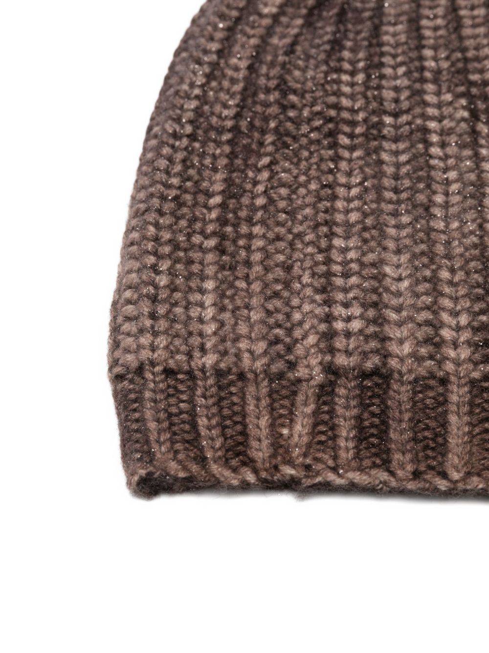 ribbed metallic-threading beanie - 3