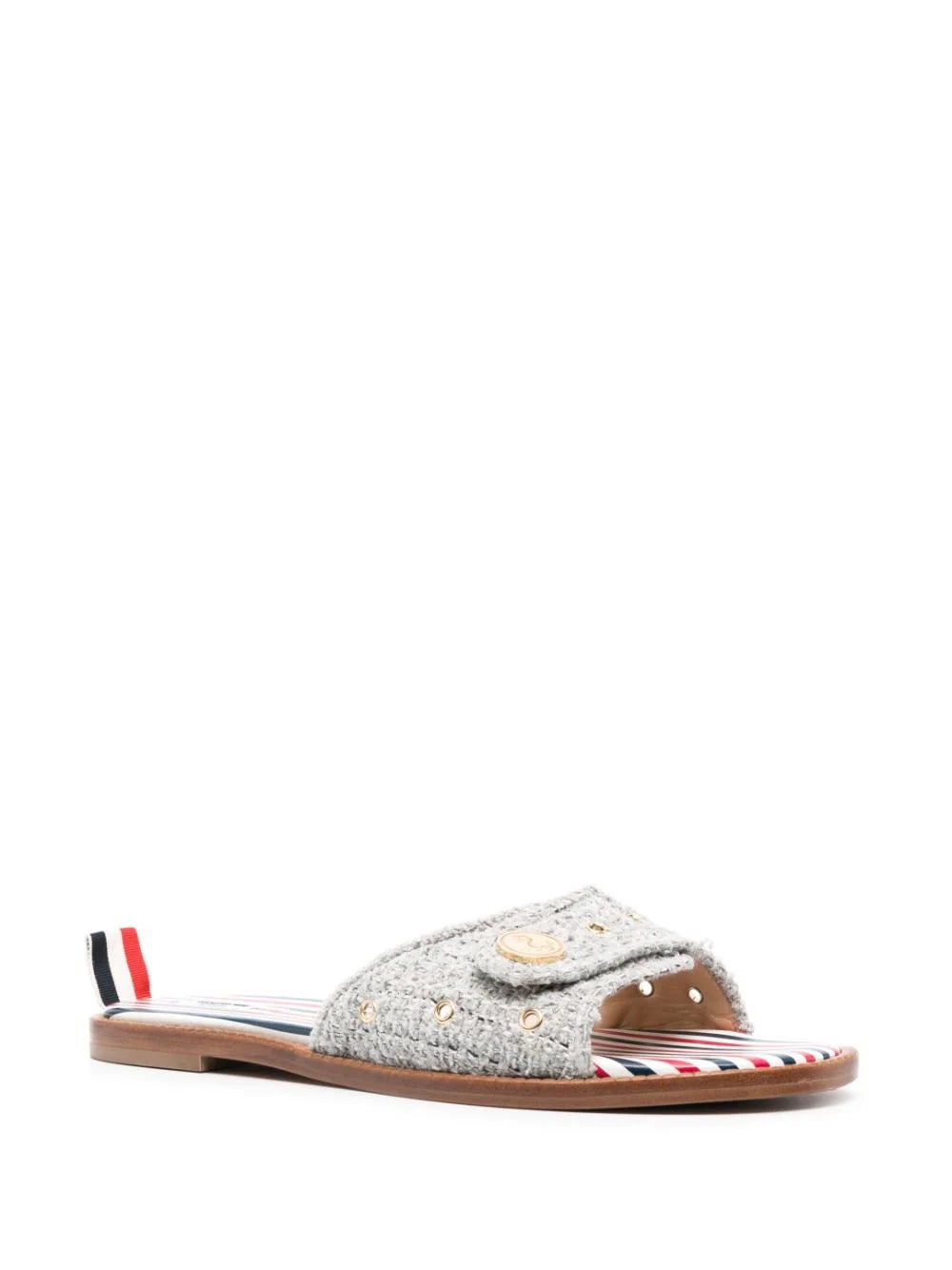 超特価★THOM BROWNE★24SS★Tweed Anchor Button Clacket Slide Tweed Anchor Button Claquette | Thom Browne
