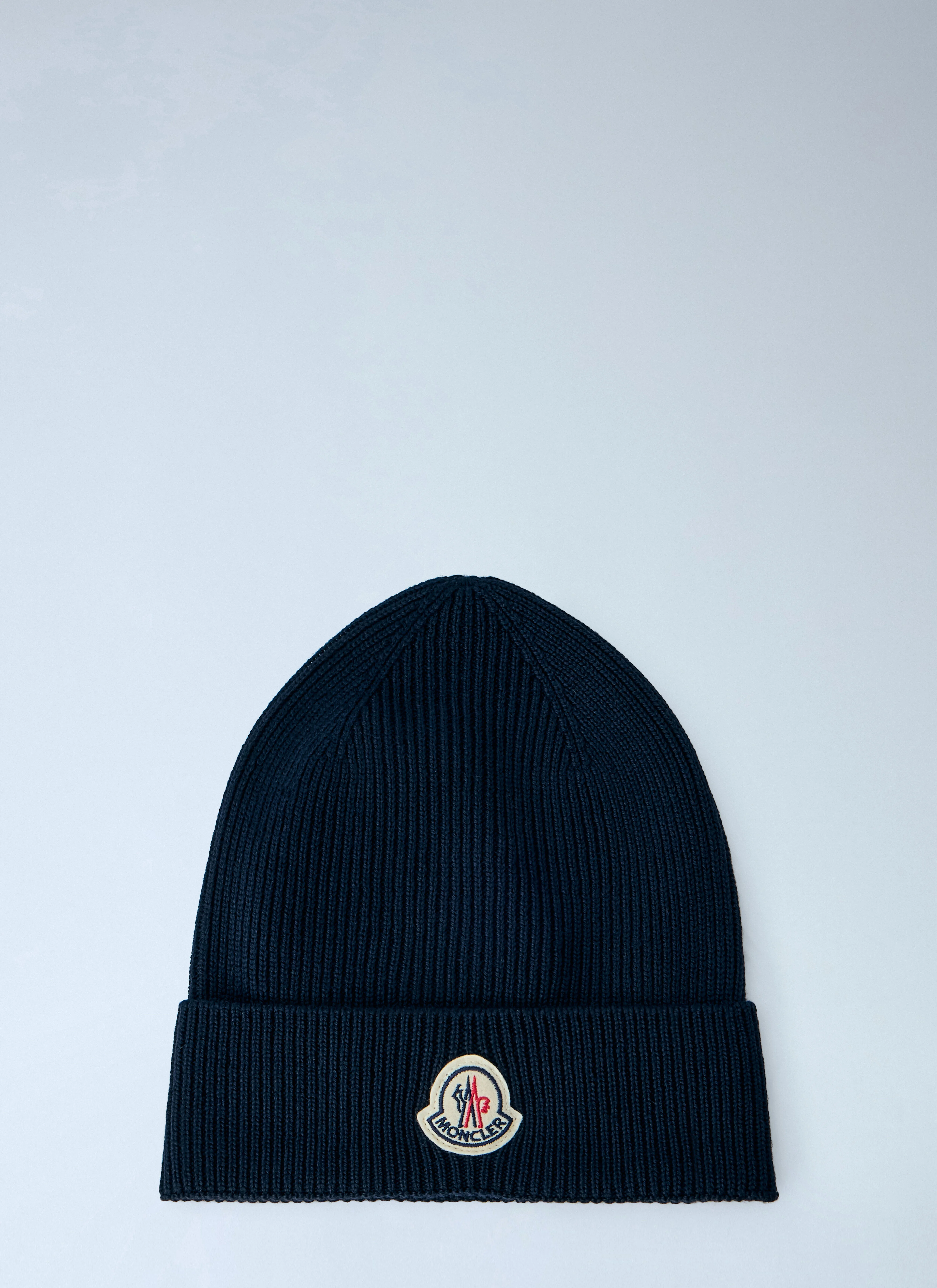 Ribbed Knit Beanie with Logo Patch - 1