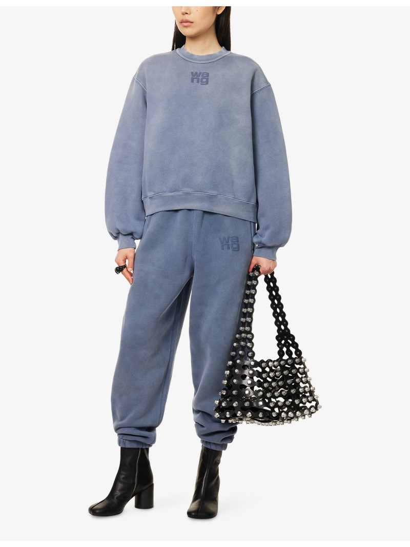 Alexander Wang Crewneck Logo-Embroidered Cotton-Blend Sweatshirt outlook
