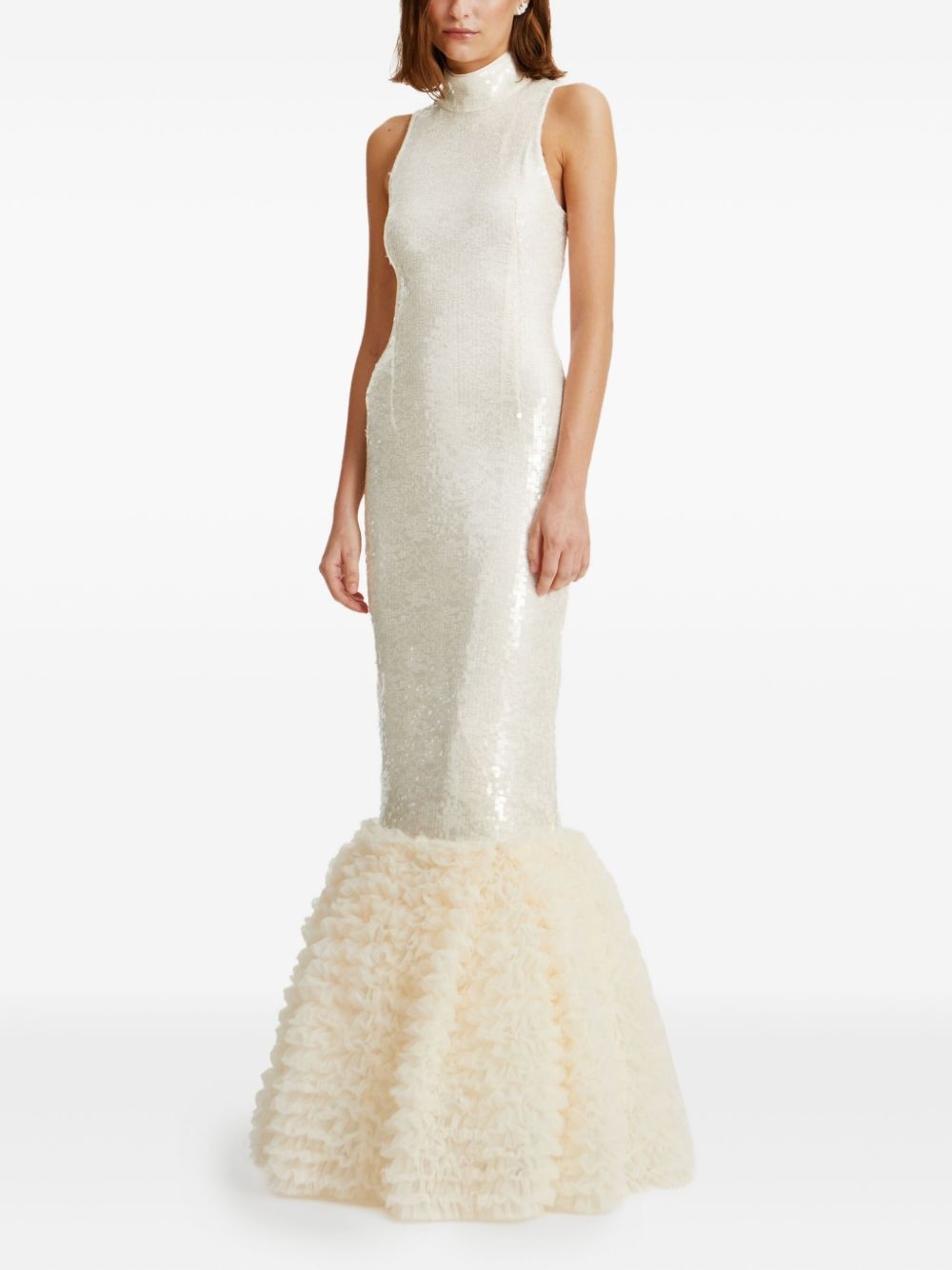 sequin-embellished ruffled gown - 2