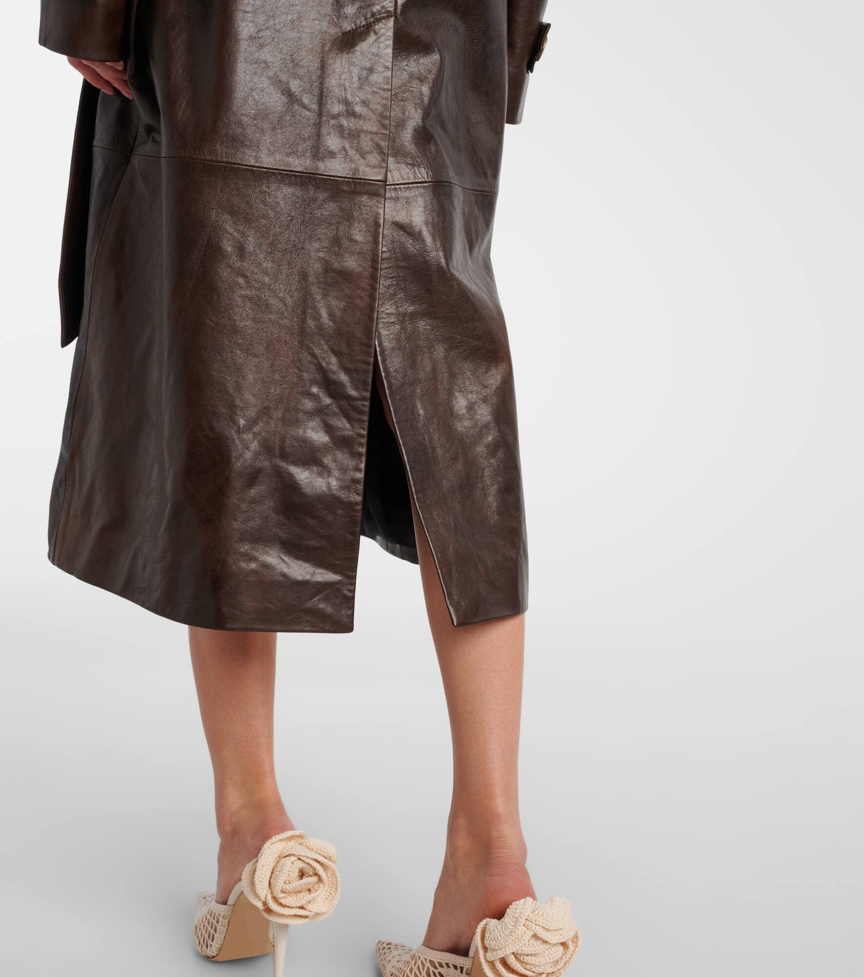Leather wrap coat - 6